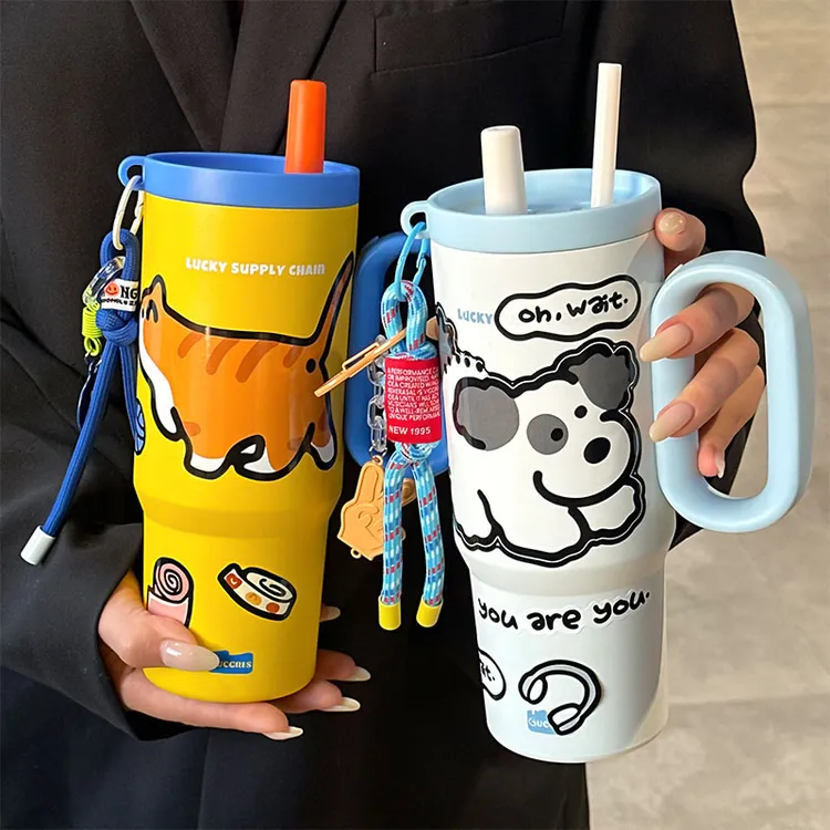 绚青巨无霸吸管保温杯大容量水杯保冰保冷车载送礼物冰霸王杯情侣