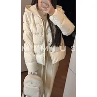 【mimius】U 简约百搭通勤卫衣连帽拼接羽绒服 G09128