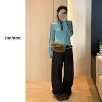 Jaajaaa霜吟秋颂  小众设计钉扣秋冬针织高领长袖百搭T桖/ABE