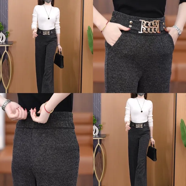 2025年秋冬新款窄版垂感阔腿裤高级感中年筒裤高腰显瘦百搭长裤