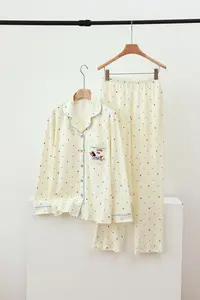 佐梦秋冬季新款睡衣女士纯棉翻领短长袖休闲套装100%纯棉家居服女