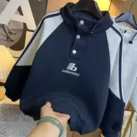 【加绒/不加绒】~秋冬男童时髦设计字母拼接潮酷半高领卫衣S10965