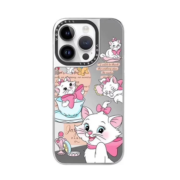 玛丽猫适用苹果17promax手机壳16promax新款高级电镀银卡通可爱镜