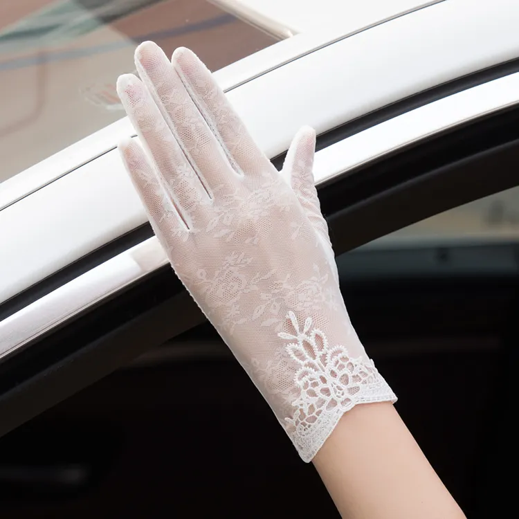 透气蕾丝白手套性感白色女薄款新款活动婚礼庆典舞蹈开车骑车弹力