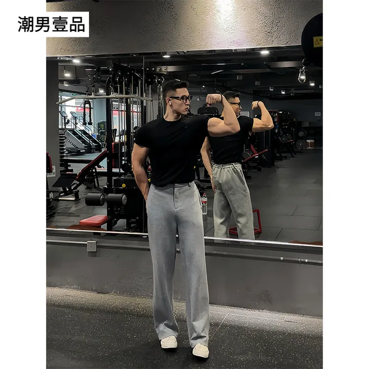 cleanfit弯刀西裤卫裤男春夏健身运动显瘦直筒裤子高级感垂感长裤
