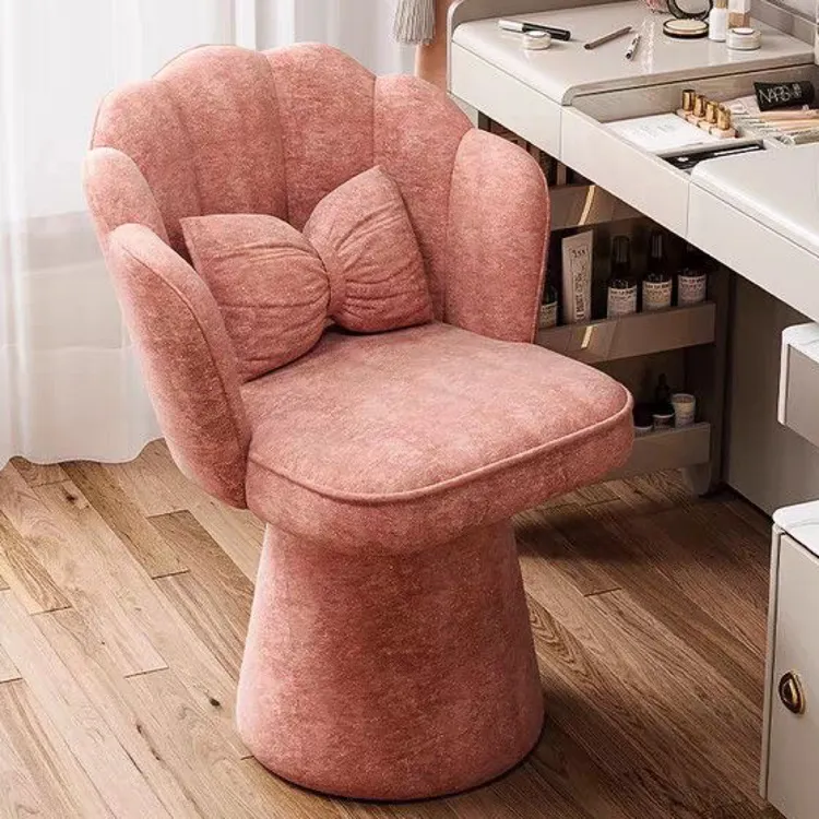 化妆卧室设计师梳妆法式简约旋转高级靠背梳妆台椅子美甲凳轻奢