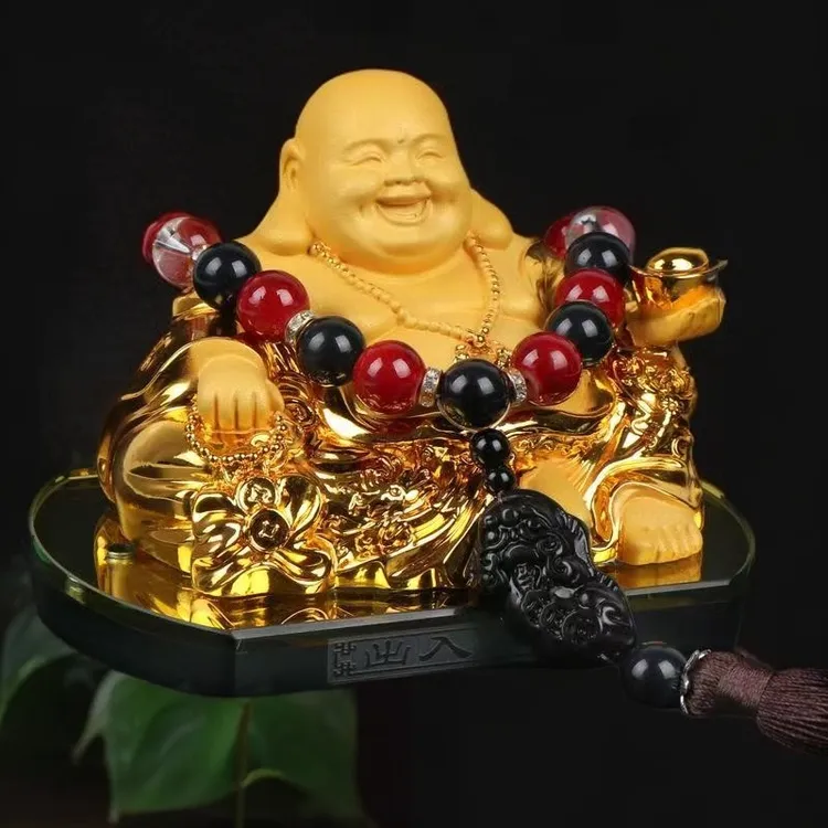 汽车摆件弥勒佛中控台精品香水座室内车内装饰用品大全批发高端款