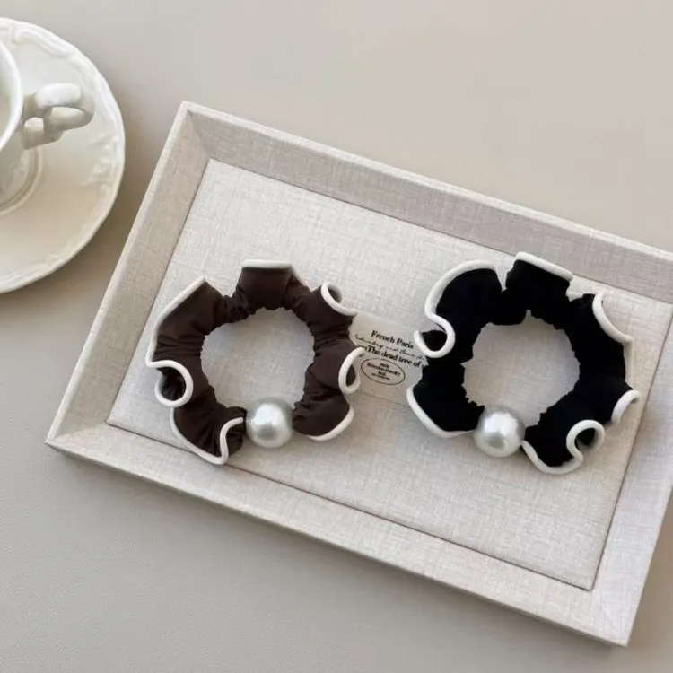 2025新款仿珍珠头绳橡皮筋发圈女扎头发绳头饰高级感木耳花边小肠