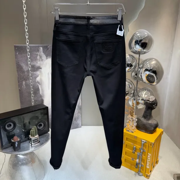 春秋新款高品质全面弹力透气黑色小脚男士牛仔裤裤子潮流百搭修身