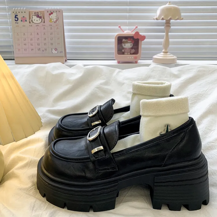 法式增高乐福鞋女2025秋季新款复古英伦百搭厚底粗跟玛丽珍小皮鞋