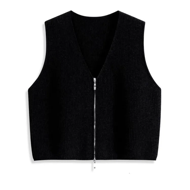 清仓捡漏~拉链针织马甲女秋冬外穿背心坎肩短款马夹百搭开衫毛衣