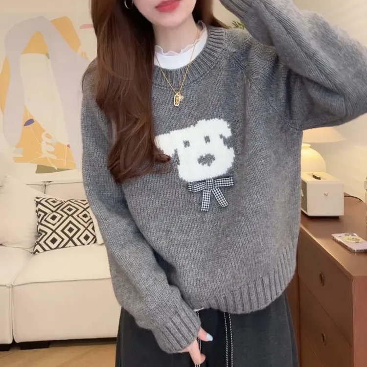 【狗狗毛衣】秋冬韩版蝴蝶结圆领毛衣女LK2507671