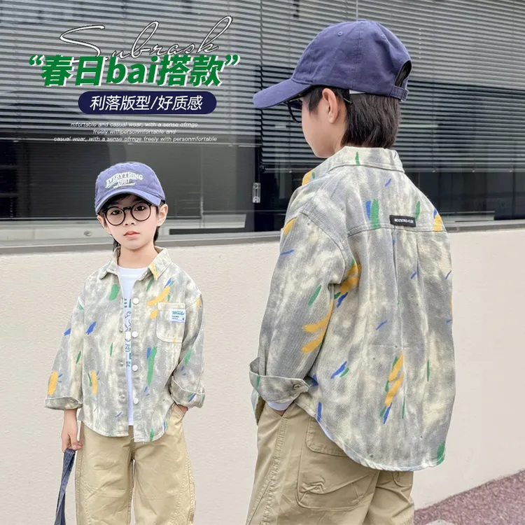 男童仿牛仔衬衫春秋新款小童韩版长袖上衣外套宝宝春季帅气衬衣