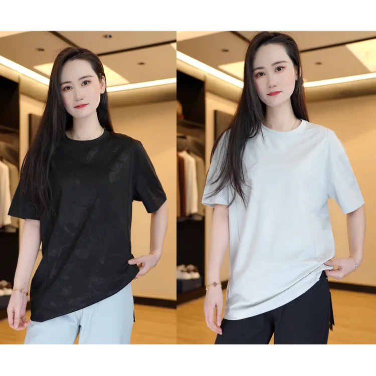 【腊虎轻奢】夏季重磅棉T男半袖潮流压花圆领百搭休闲短袖T恤86648