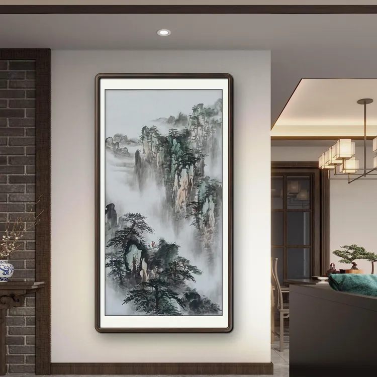 三尺玄关手绘山水国画写意山水画玄关靠山水画黄山国画书房山水画