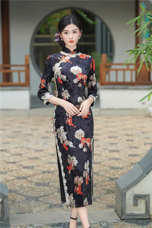  复古改良2025旗袍中式春秋新款气质年轻长款日常显瘦修身连衣裙