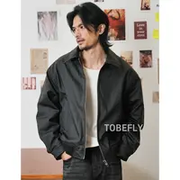 Tobefly简洁高级感翻领皮衣羽绒服男25冬季新款抗风保暖外套25586