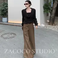 【ZACOCO】秋季慵懒清冷洋气酷飒风高级感知性收腰针织上衣3429时尚