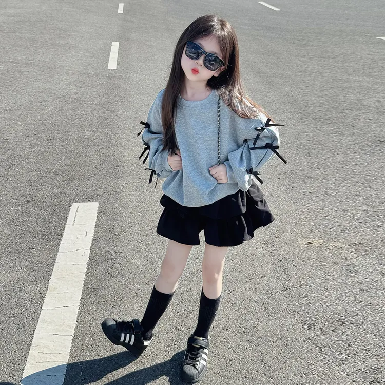 女童卫衣秋装2025新款儿童韩系穿搭衣服女孩秋季大童洋气花边上衣