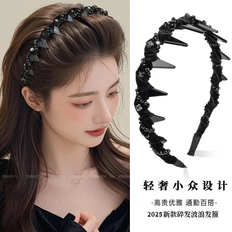 黑色高颅顶带齿发箍女2025新款头箍日常外戴发卡发捆洗脸压发头饰
