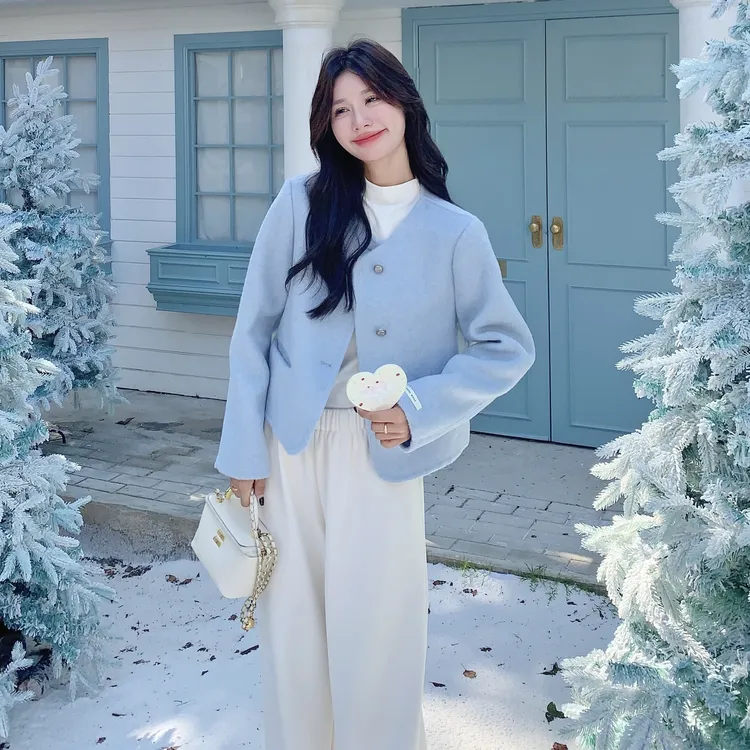 时髦范洋气减龄双面呢羊毛大衣女2025冬季新款小个子百搭毛呢外套