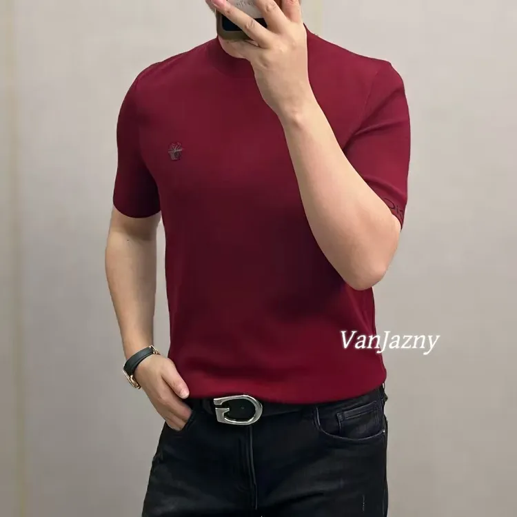 【VanJazny】 新款高端男士时尚百搭针织圆领短袖T恤A8823