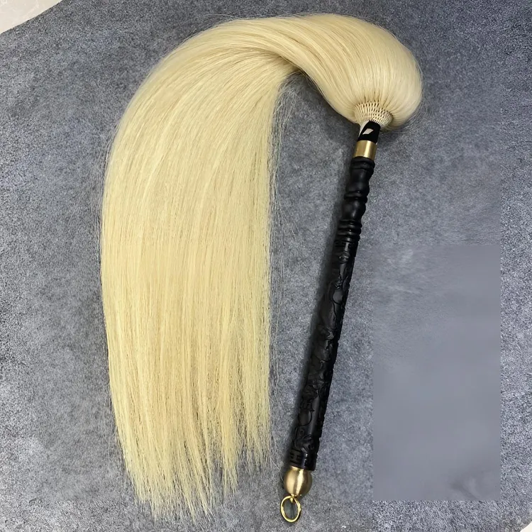 精编太极盘龙款纯马尾拂尘法器太极拂尘道具汉服搭配手工编织拂尘