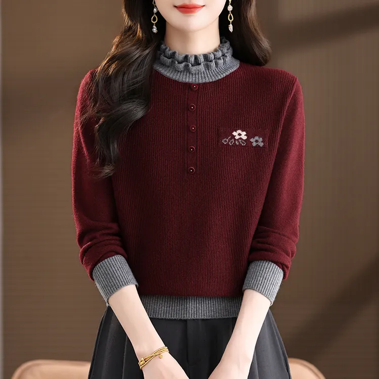 品牌高档女装秋冬气质打底衫女宽松洋气时尚内搭爆款半高领毛衣