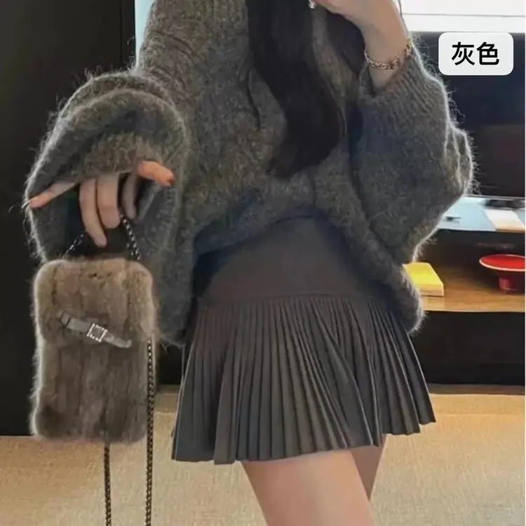 毛呢半身裙女2025秋冬新款高端JK裙高腰百褶A字半裙短裙子