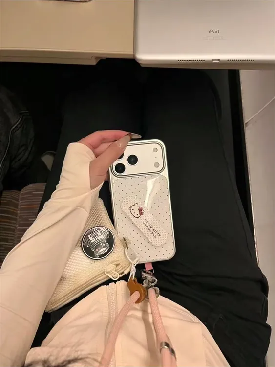 简约滴胶白底波点创可贴支架适用iPhone17pro手机壳苹果16pro新15