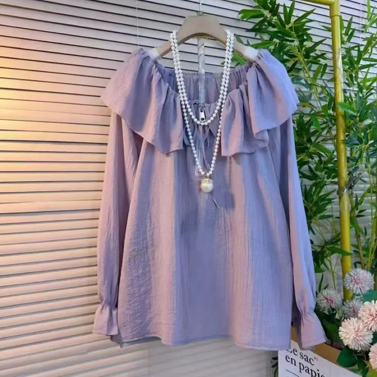 紫色丰韵简约上衣高腰短裤套装夏季新款松弛感慵懒风