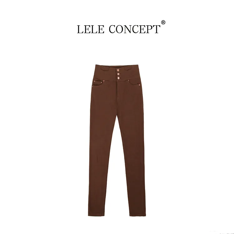 LELE CONCEPT丨【美超】都市简约新款三扣磨毛小脚裤FN25D0251W