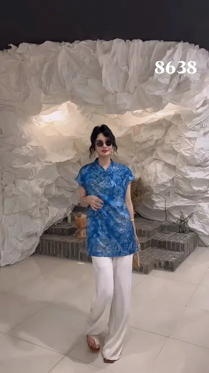 斜襟盘扣短袖宽松侧开叉中款中式衬衫