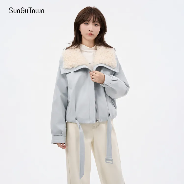 森谷小城大翻领常规夹克内里直冲羽绒外套宽松防风冬5DQTY0058