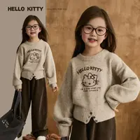 【燕麦奶咖】新品女童圆领毛衣秋季新款HelloKitty保暖短款上衣