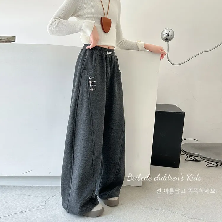 女童加绒裤子2025秋季新款时尚潮流可爱网红甜美可爱中大童裤子