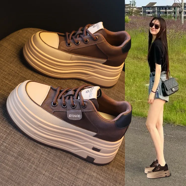 厚底小个子增高舒适板鞋女2025秋季新款时尚轻便运动德训鞋