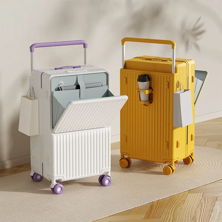 宽拉杆大容量行李箱女前开口多功能密码箱静音溜冰轮20寸登机箱男