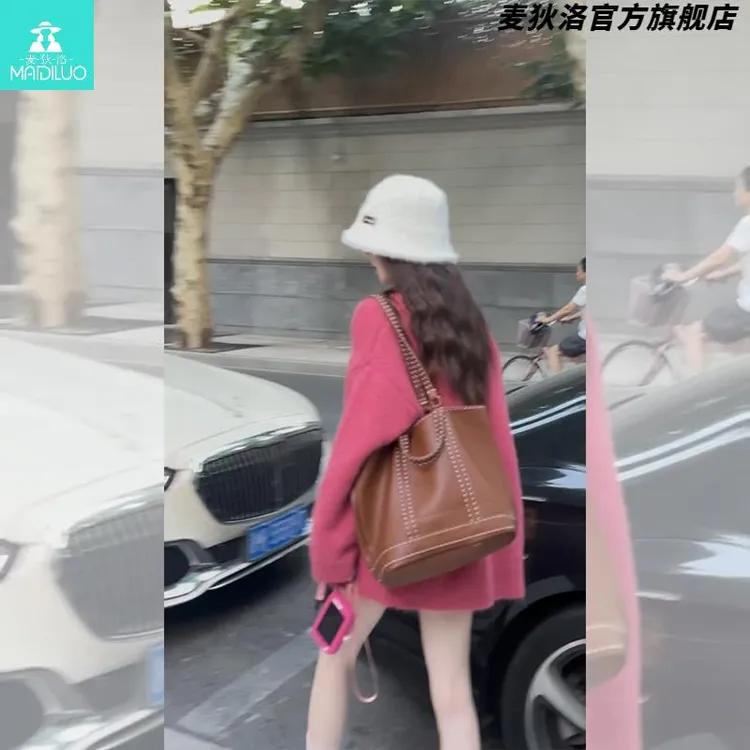 2025春季款小众别致慵懒系减龄玫粉色外套女温柔风中长款针织开衫