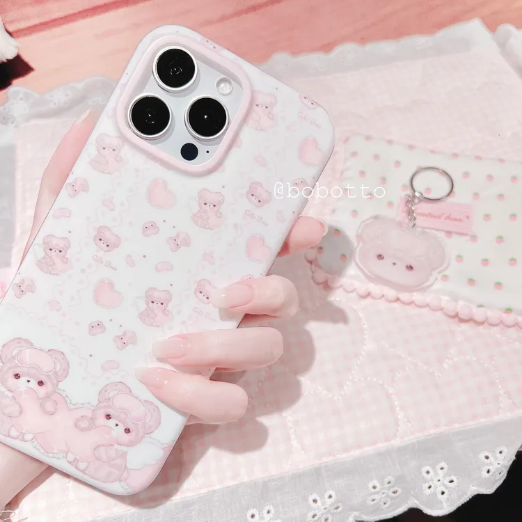 豆乳啵啵原创爱心小熊可爱少女心适用于iphone手机壳苹果