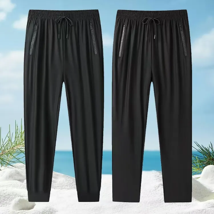 【锦纶＋氨纶】夏季休闲裤透气拉链弹力冰丝男女同款大码裤8088