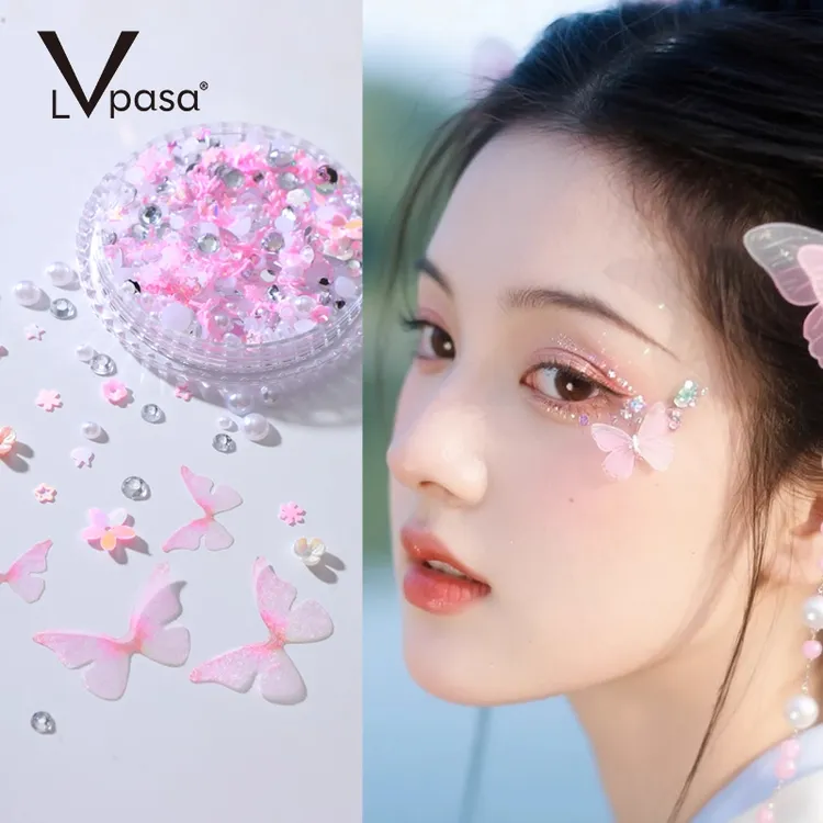 脸上贴饰品蝴蝶妆容脸贴纸儿童舞台妆化妆造容演唱会眼妆亮片闪钻