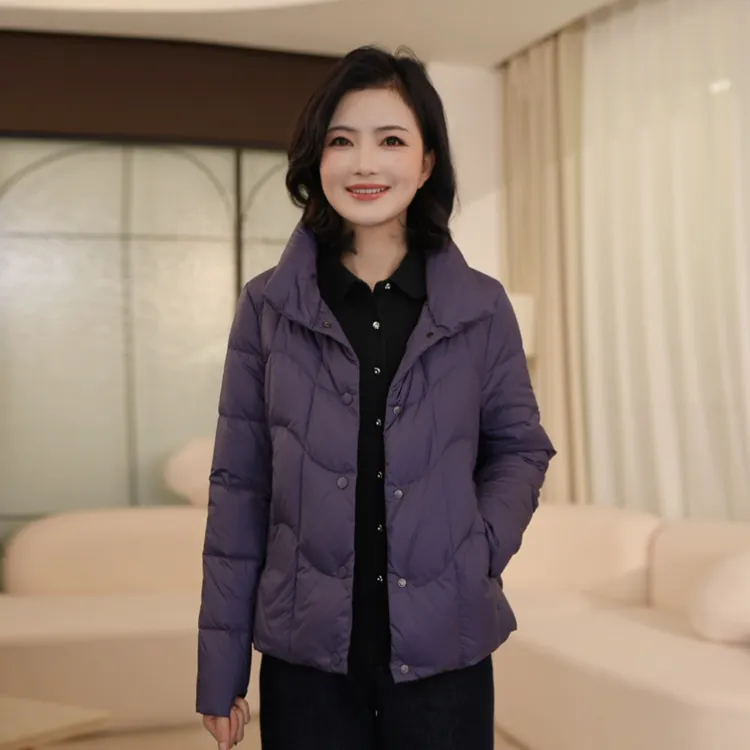 枫竺阿楠anan简约通勤立领90白鸭绒羽绒服女冬季保暖防寒外套