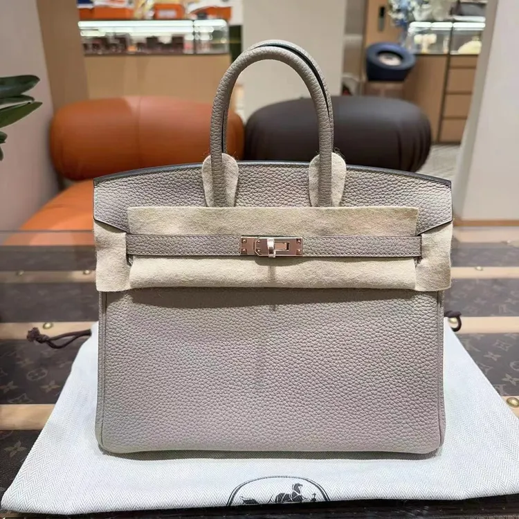99新 Hermes/爱马仕 birkin25 斑鸠灰 玫瑰金扣  togo皮 C刻