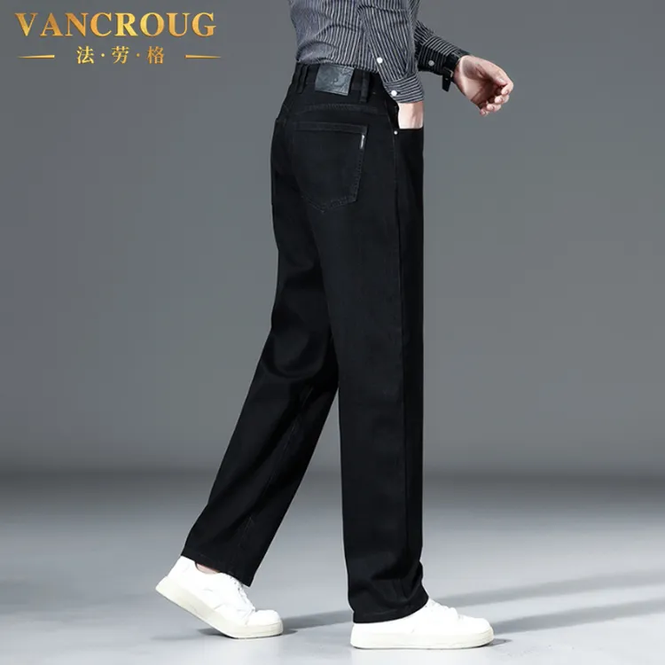 VANCROUG/法劳格牛仔裤男士秋冬新款宽松直筒大码休闲百搭休闲裤 