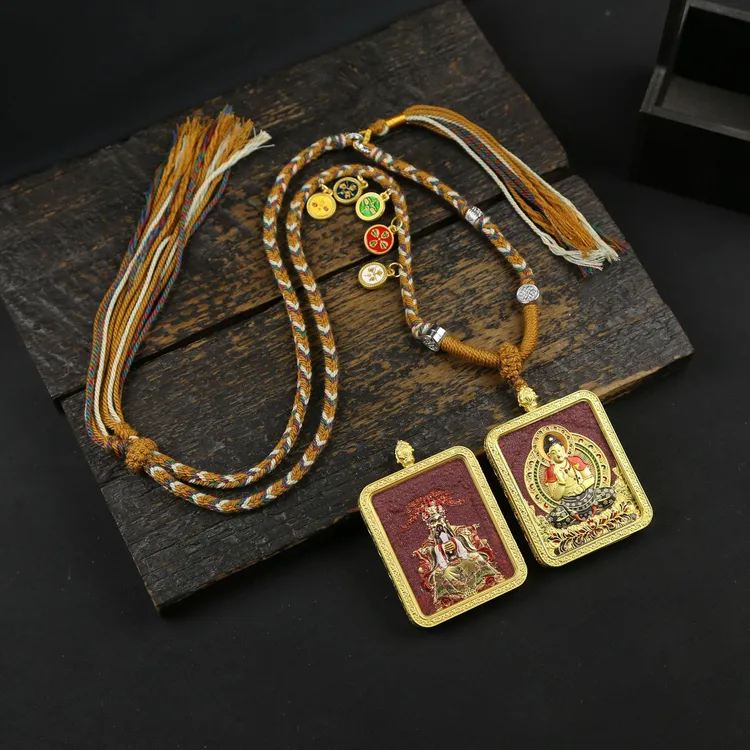 新品推荐立体五爷矿砂唐卡八大守护神黄财神本命佛项链随身