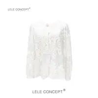 LELE CONCEPT｜「如一」都市轻奢设计款秃领金线刺绣花上衣S0832