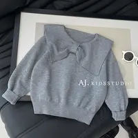 现【安妮的蝴蝶结】阿卷秋装儿童海军领休闲针织毛衣上衣MPG6772