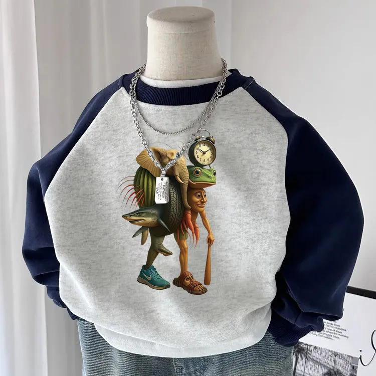 tungtungtungsahur木棍人通通通衣服儿童长袖卫衣外国山海经上衣