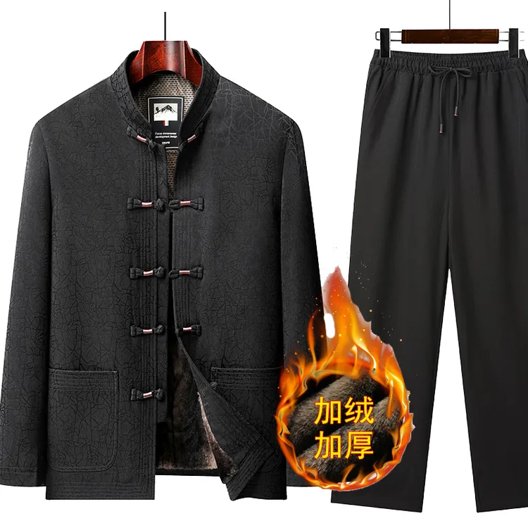 唐装男中老年爸爸冬装棉衣套装新中式国风爷爷冬季老年人保暖外套